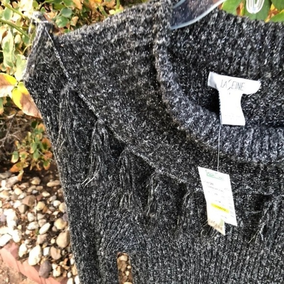 New W/ Tags~Black/Silver Laseine Sweater - Picture 3 of 16